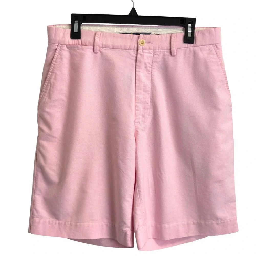 Polo Ralph Lauren Mens Pink Oxford Chino Shorts Size 33 Flat Front Preppy Cotton